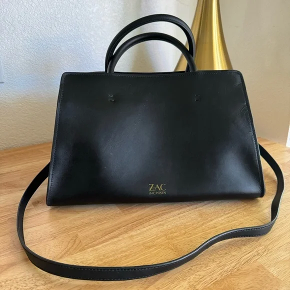 ZAC Zac Posen Leather Medium Black Satchel Bag